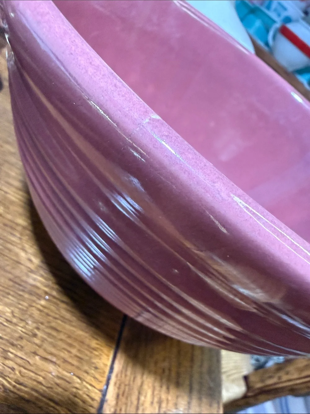 Bauer Ribbed ringware rare 10.5” rose mauve Mixing Bowl